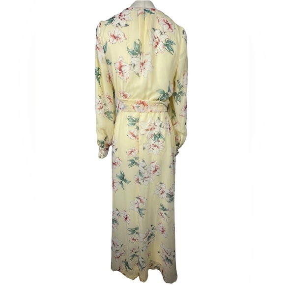JessaKae South Of France Flowy Floral Pale Yellow Maxi Dress Size Small - Picture 4 of 13